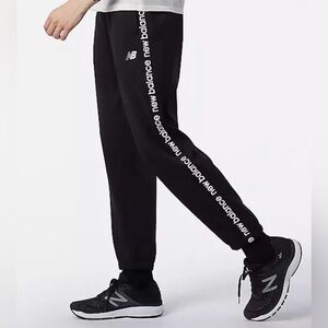 New Balance Black Womens Logo Side Stripe Joggers